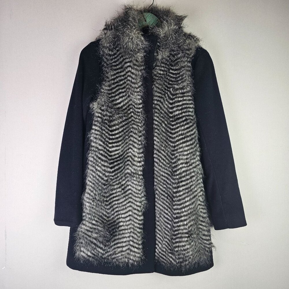 Ann Taylor Cashmere Faux Fur Long Waisted Coat, Sz XS